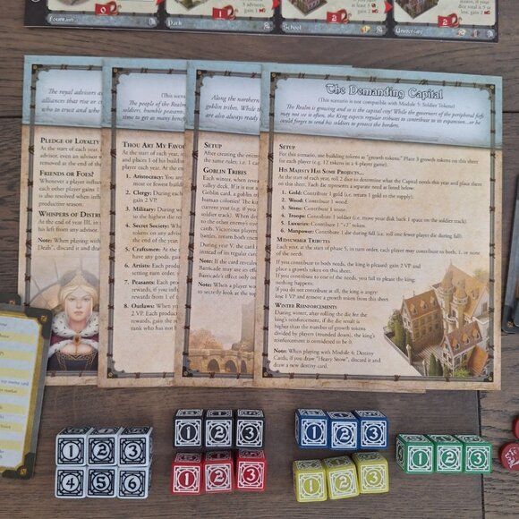 Kingsburg Second Edition Board Game Queen Roleplay Scenario Expansion Pieces - Picture 8 of 12